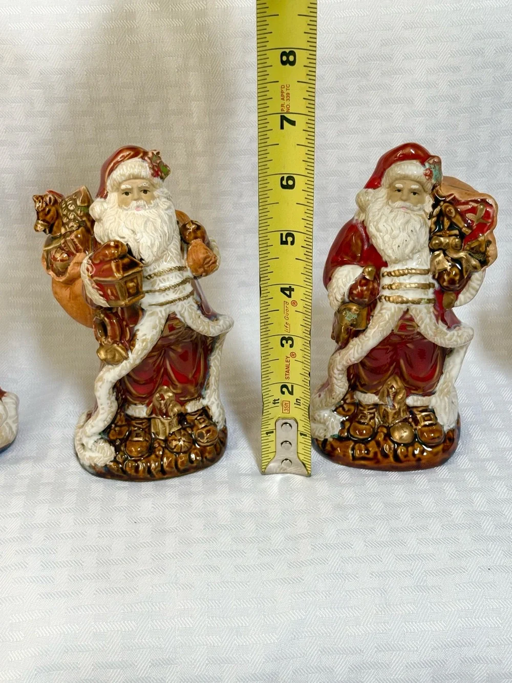 Set of 5 Decorative Red and White Santa Figurines - Holiday Home Décor